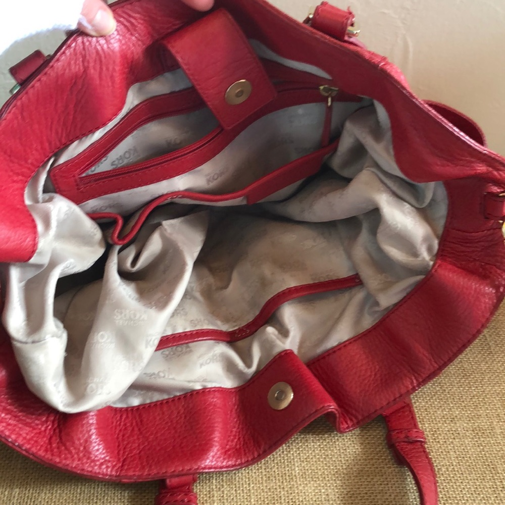 Michael Kors large red leather purse. - Picture 4 of 7